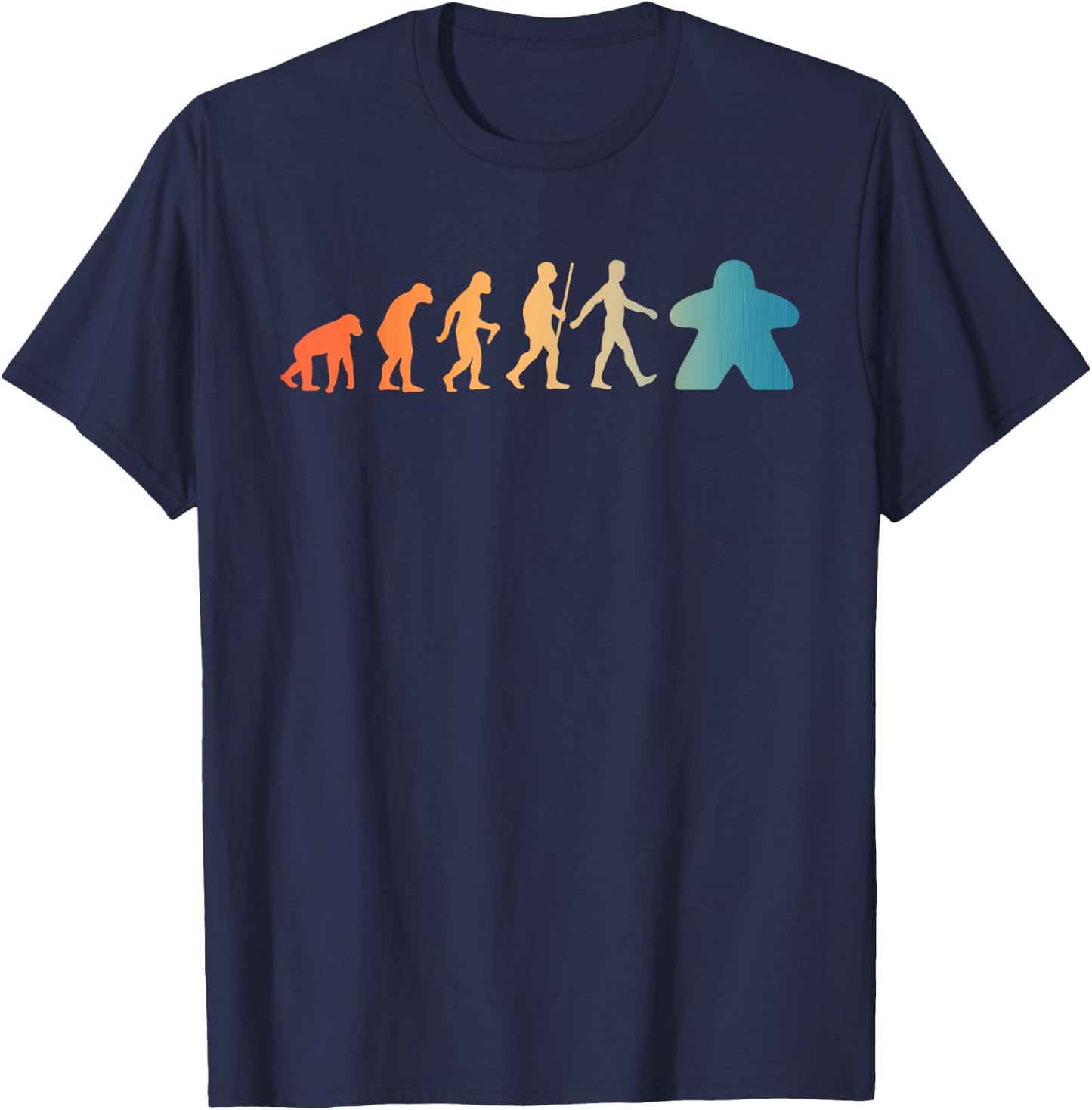 Funny Meeple Design Women Meeple Evolution Lovers T-Shirt - T-Shirt | Navy