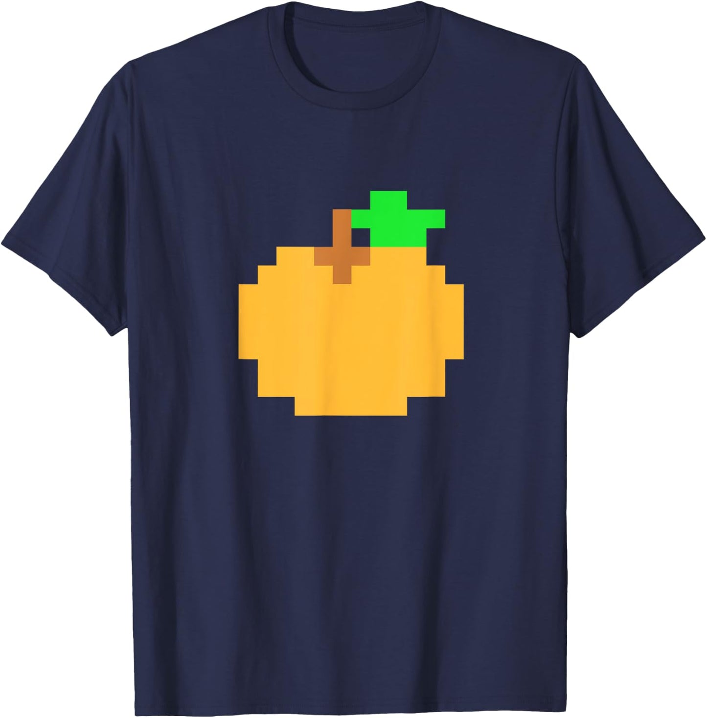 Orange Pixel 8-bit Arcade Video Game Matching Costume Team T-Shirt - T-Shirt | Navy