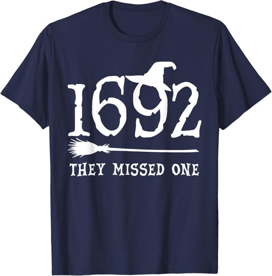 1692 They Missed One Halloween Feminist Witch Trials T-Shirt - T-Shirt | Navy