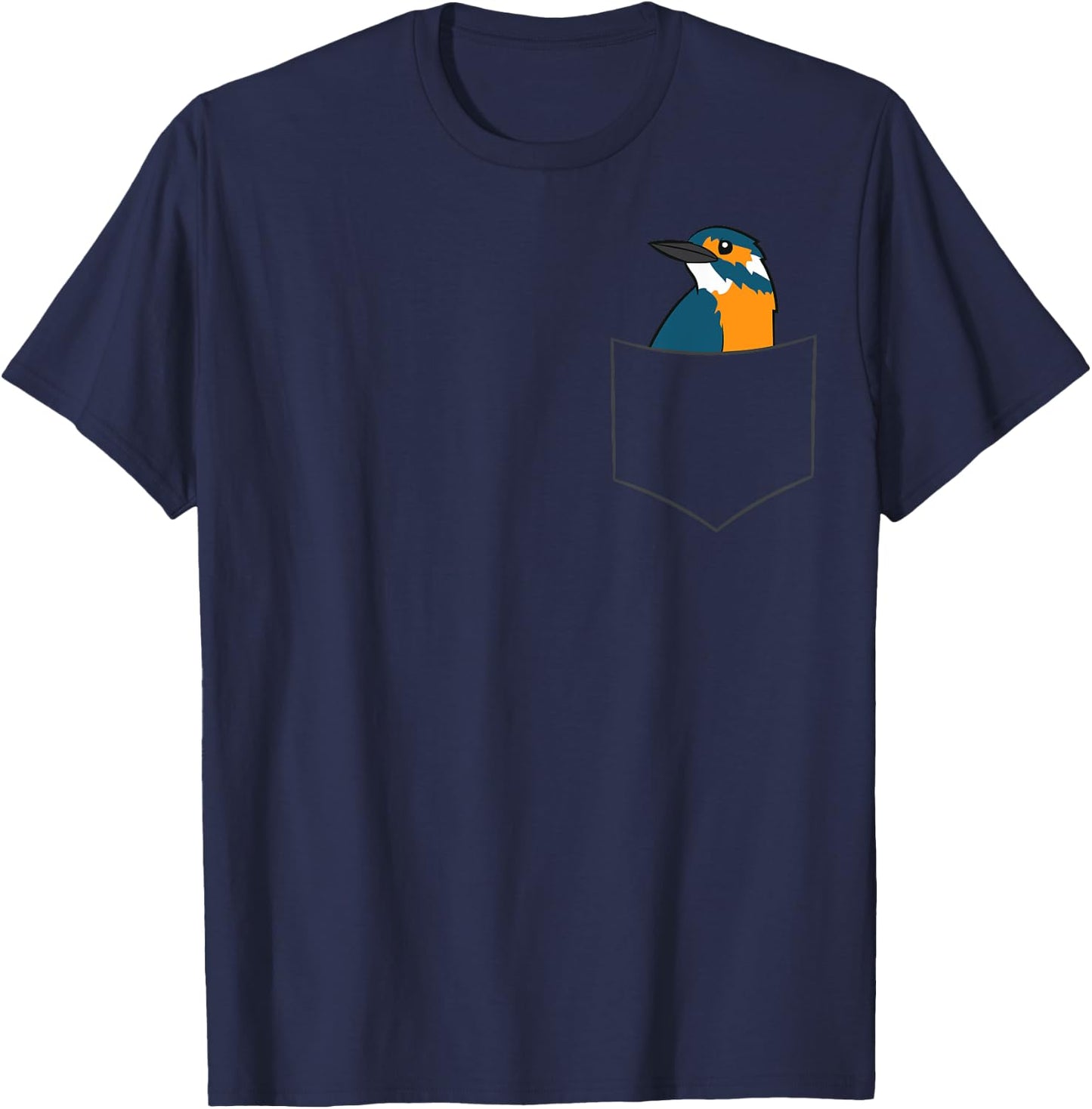 Kingfisher Bird In A Pocket Cute Pocket Kingfishers T-Shirt - T-Shirt | Navy