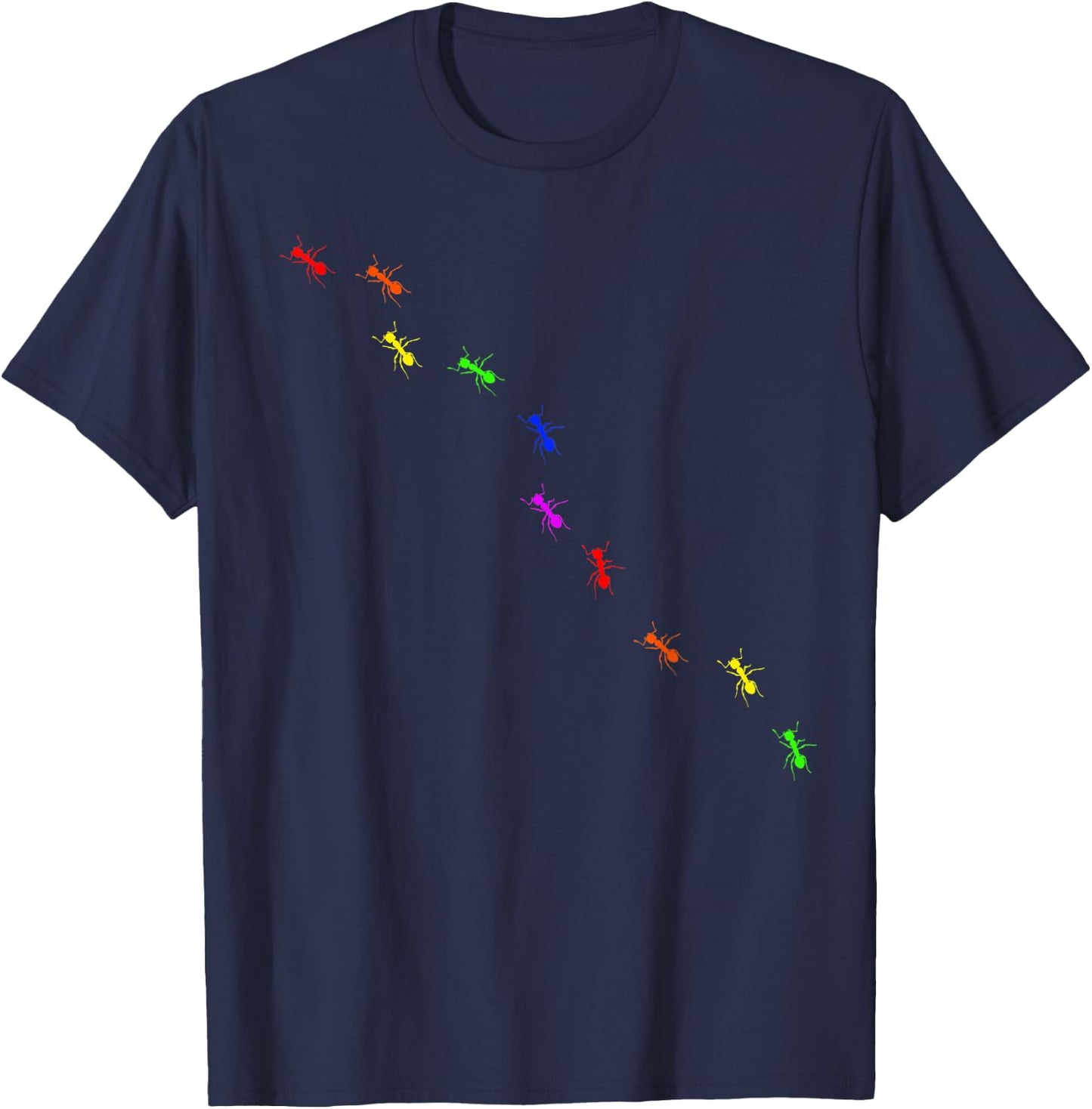 Rainbow Ants Marching Bug Insect T-Shirt - T-Shirt | Navy