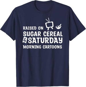 Vintage Sugar Cereal AND Saturday Morning Cartoons T-Shirt - T-Shirt | Navy