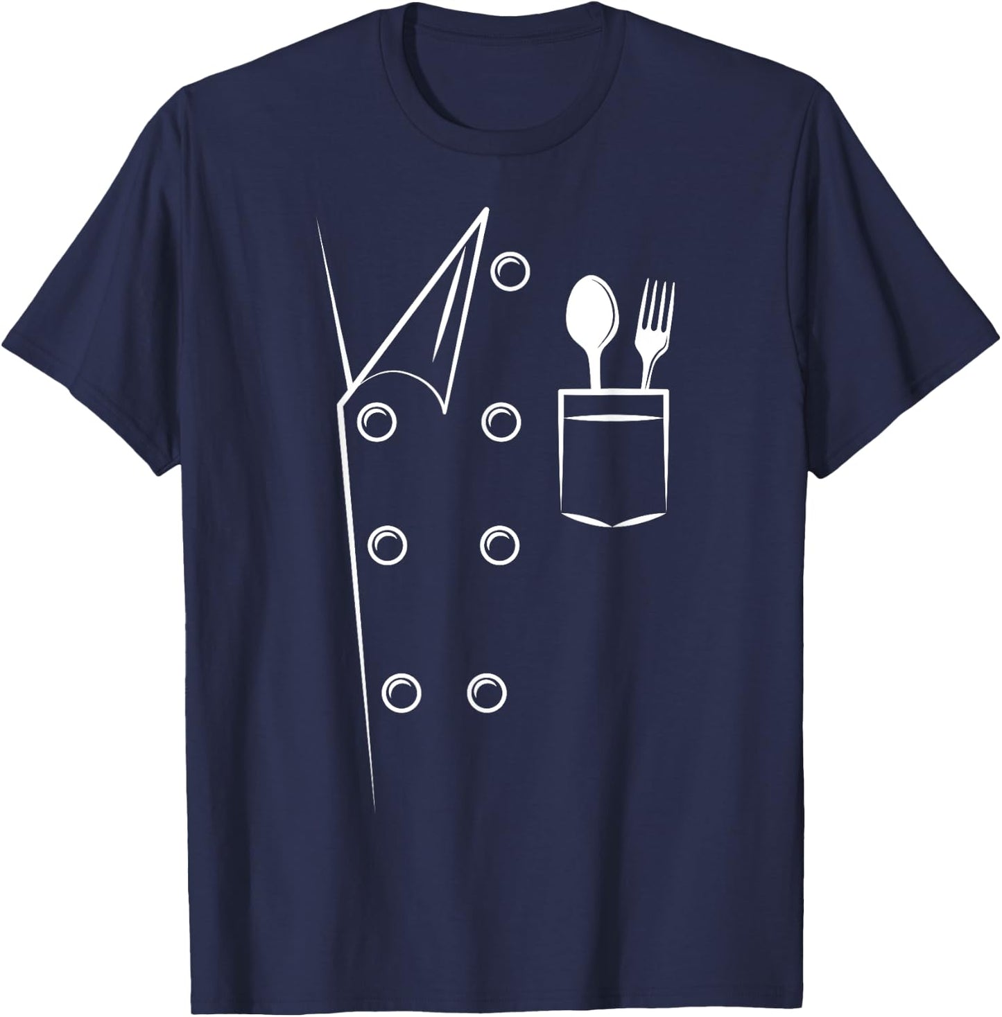 Chef Costume Spoon Fork Culinary Kitchen Chief Cook Cuisine T-Shirt - T-Shirt | Navy