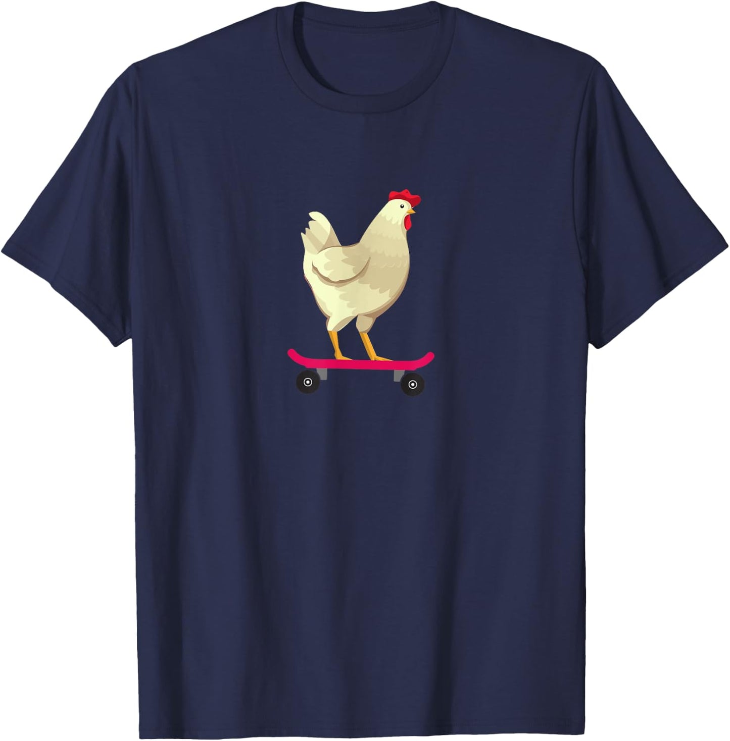 Funny Cute Skateboarding Chicken Animal Gift T-Shirt - T-Shirt | Navy