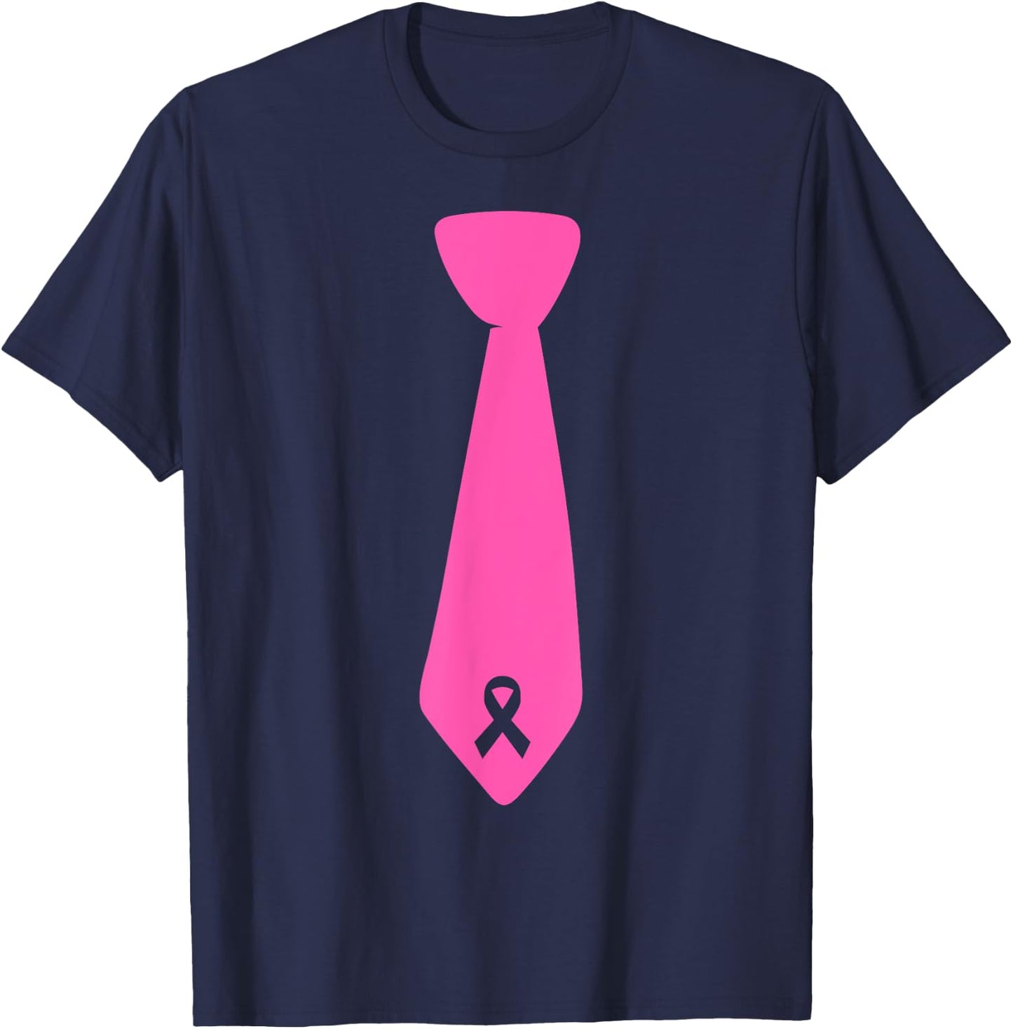 Breast Cancer Awareness Pink Ribbon Tie T-Shirt - T-Shirt | Navy