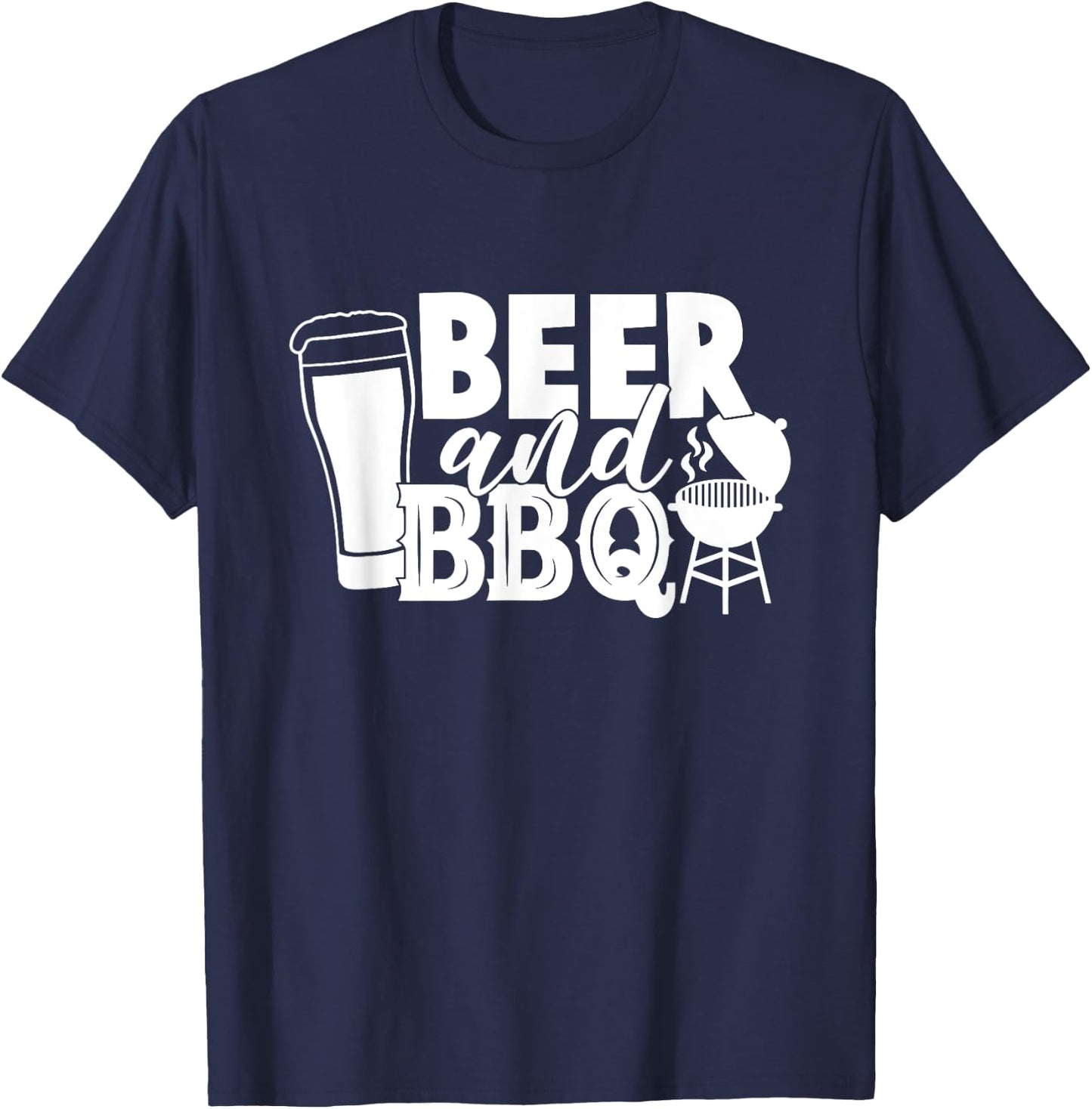 BBQ and Beer. The best summer combination. Cold Beer Hot BBQ T-Shirt - T-Shirt | Navy
