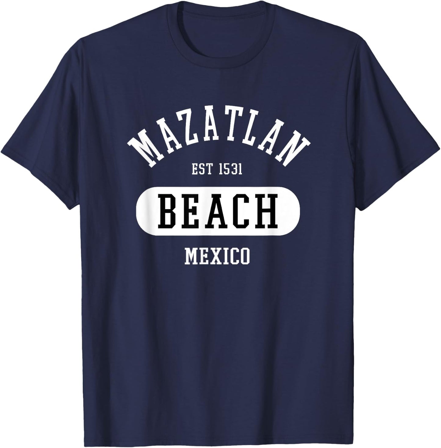 Retro College Jersey Style Mazatlan Mexico Novelty Art T-Shirt - T-Shirt | Navy