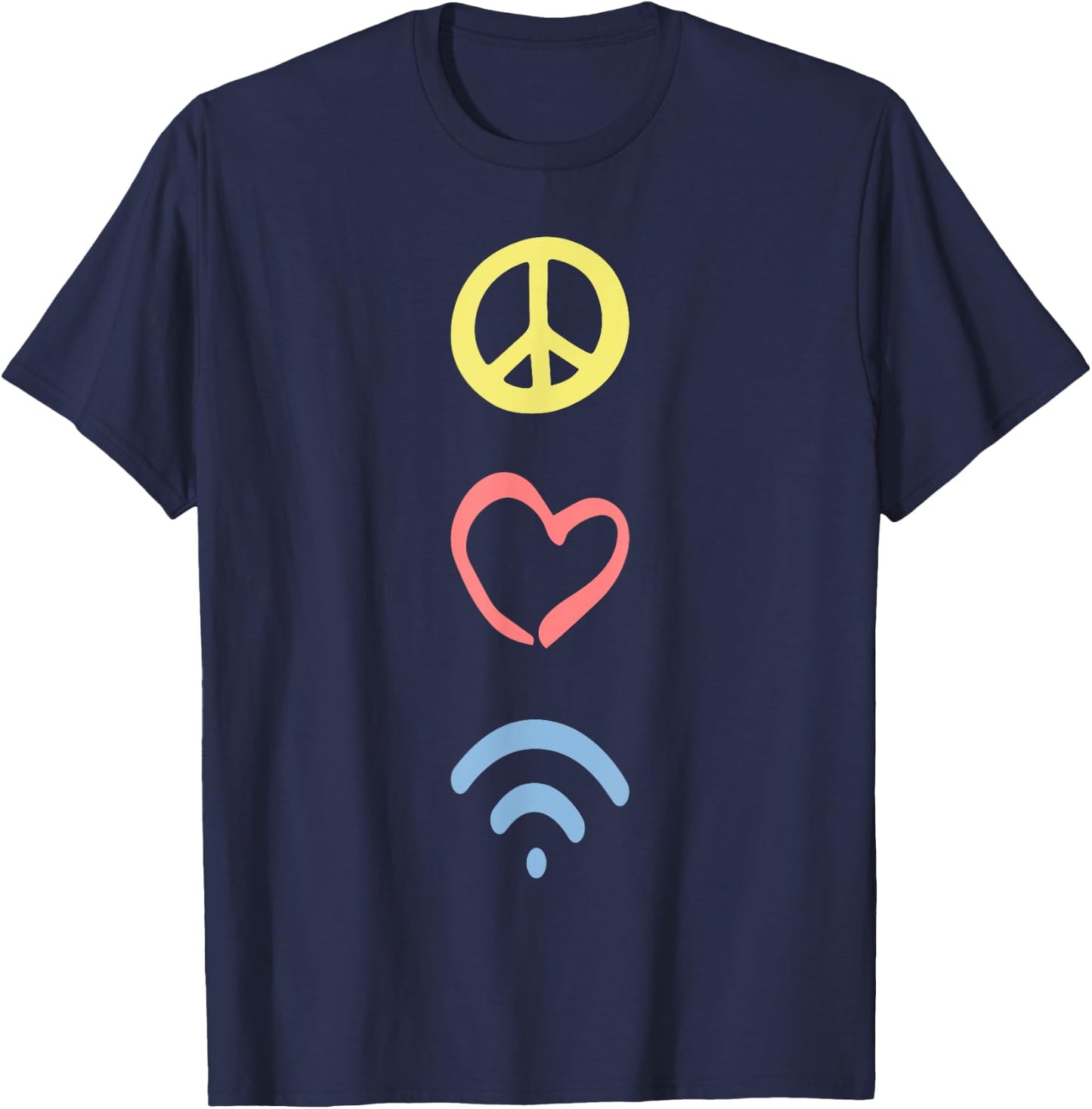 Peace Love Wifi Positivity T-Shirt - T-Shirt | Navy