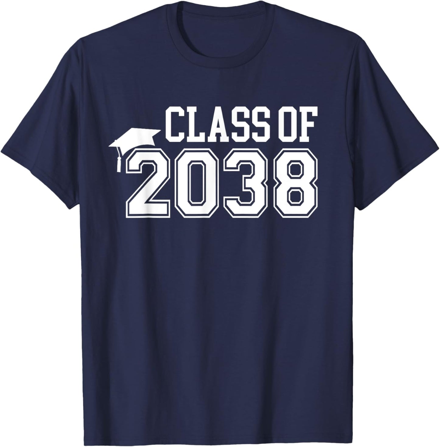 Pre-k Class of 2038 First Day School Grow with Me Graduation T-Shirt - T-Shirt | Navy