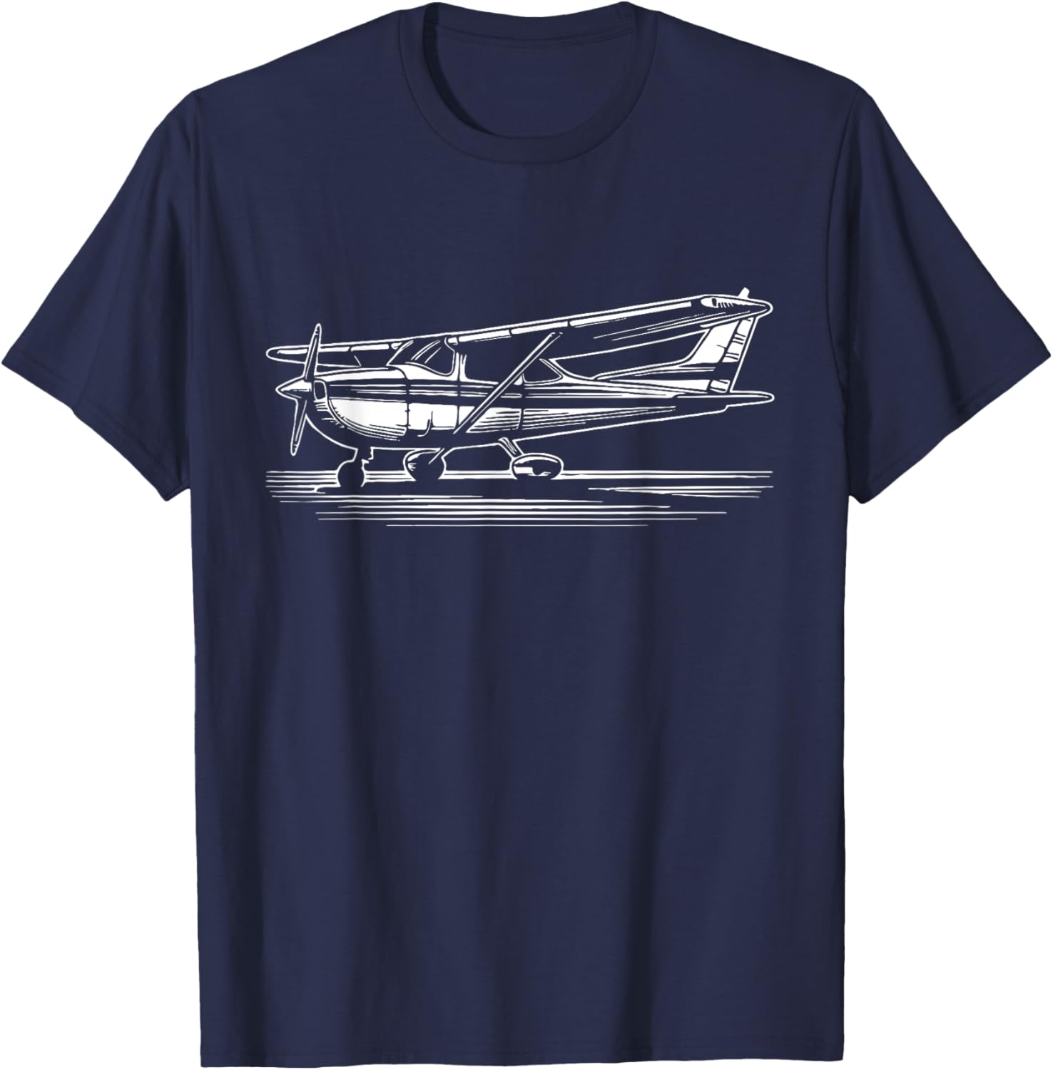 Pilot C172 Flying Airplane Over Mountains T-Shirt - T-Shirt | Navy