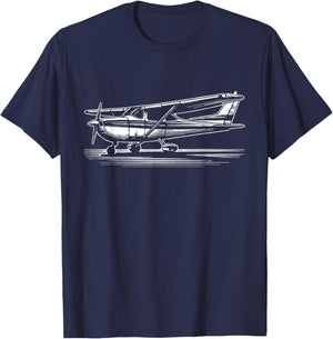 Pilot C172 Flying Airplane Over Mountains T-Shirt - T-Shirt | Navy