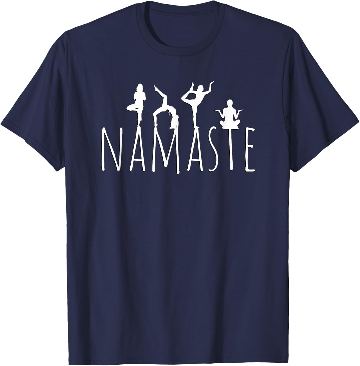 Namaste Yoga Poses Zen Fitness Women Workout Wear T-Shirt - T-Shirt | Navy