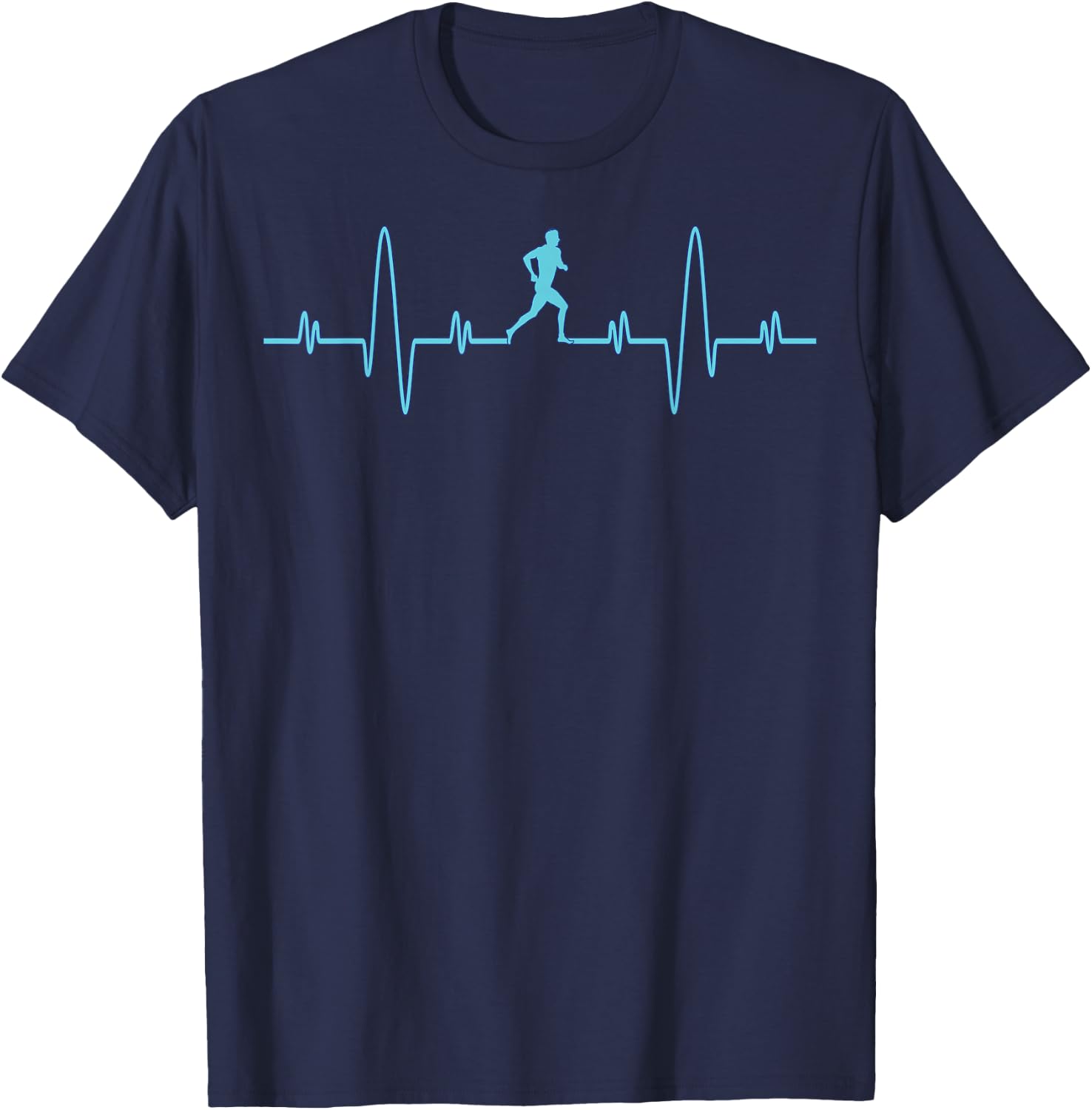 Funny Running Heartbeat Shirt - Runners & Joggers Cool Gifts T-Shirt - T-Shirt | Navy