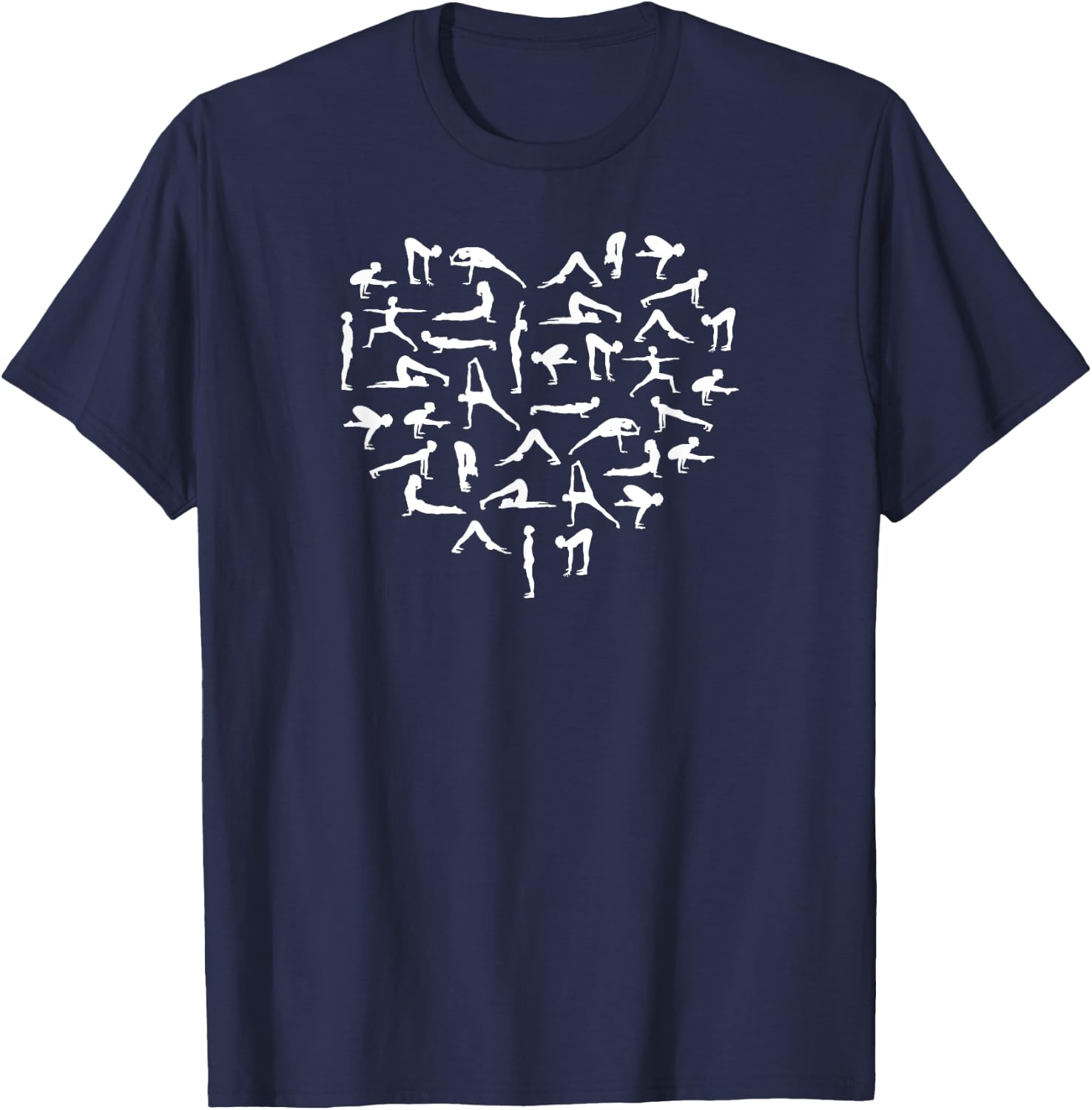 Yoga Love Heart Asana Silhouettes Cool Yogi Valentine's Day T-Shirt - T-Shirt | Navy