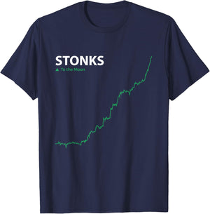 Stonks To The Moon Stock Day Trader Stonks Meme T-Shirt - T-Shirt | Navy