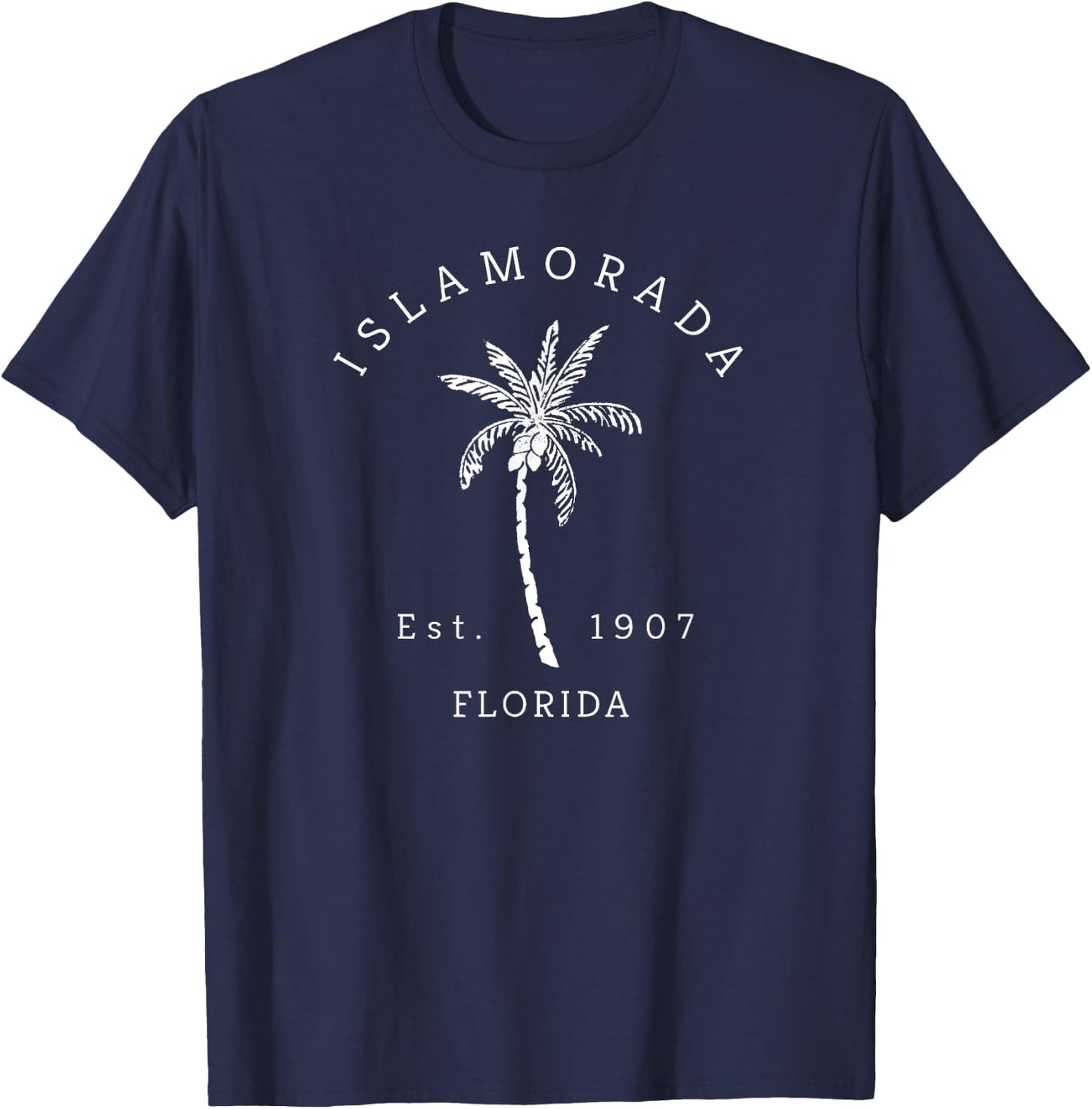 Retro Cool Islamorada Vintage Florida Palm Tree Novelty Art T-Shirt - T-Shirt | Navy