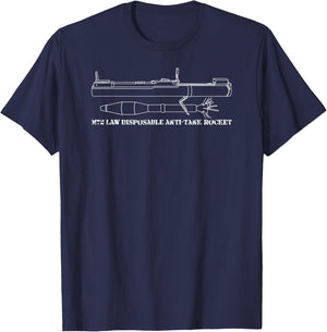 M72 LAW Light Anti-Tank Weapon Blueprint Gift T-Shirt - T-Shirt | Navy