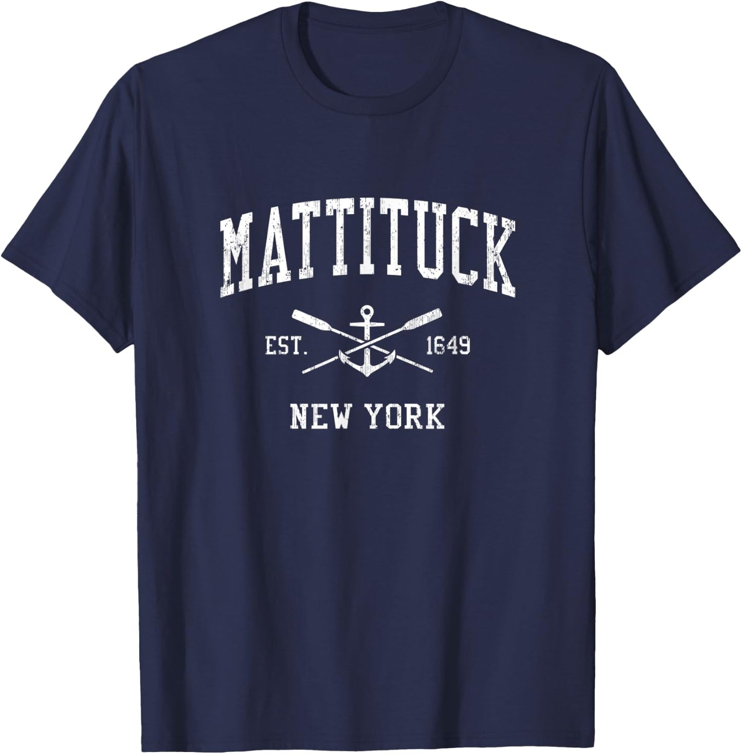 Mattituck NY Vintage Crossed Oars & Boat Anchor Sports T-Shirt - T-Shirt | Navy