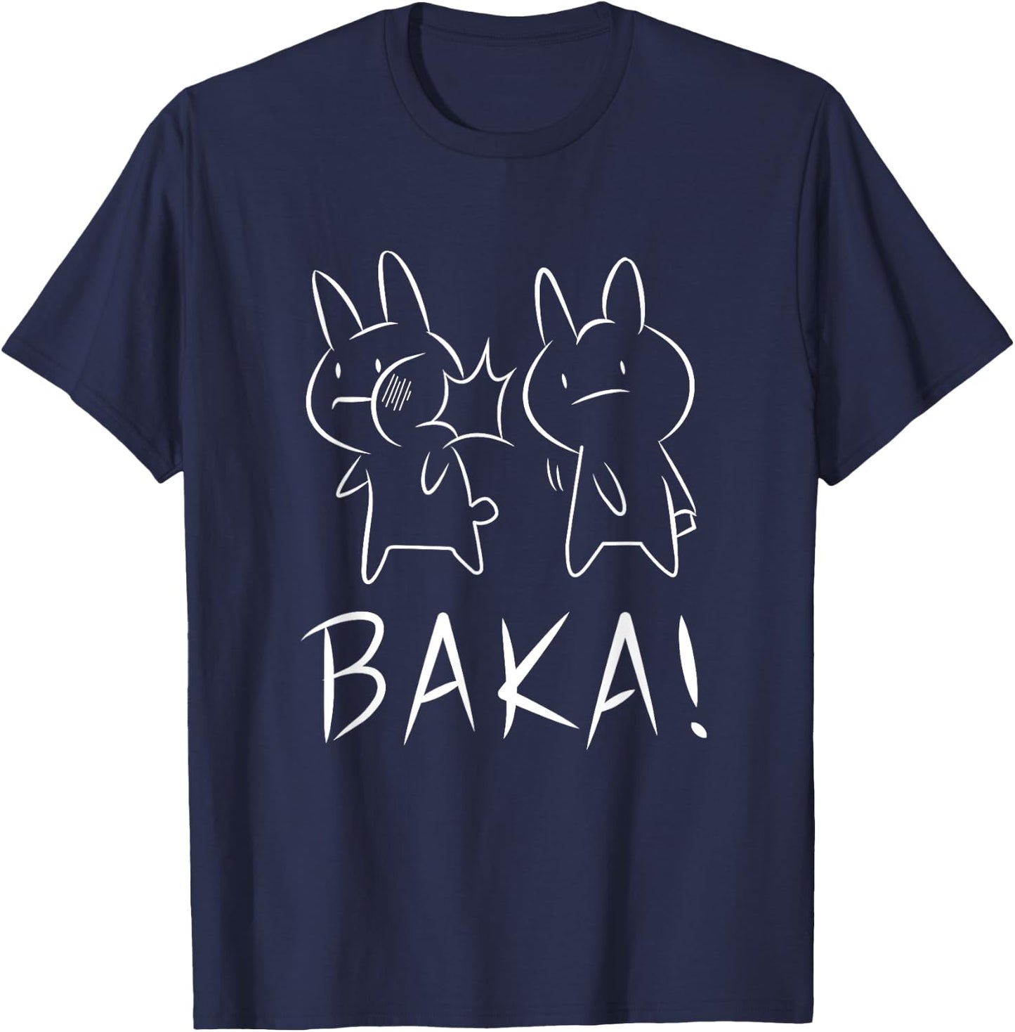 Funny Kawaii Baka Rabbit Slap Anime and Manga T-Shirt - T-Shirt | Navy