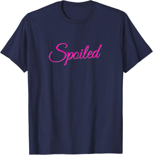 Spoiled - Pink Lettering T-Shirt - T-Shirt | Navy