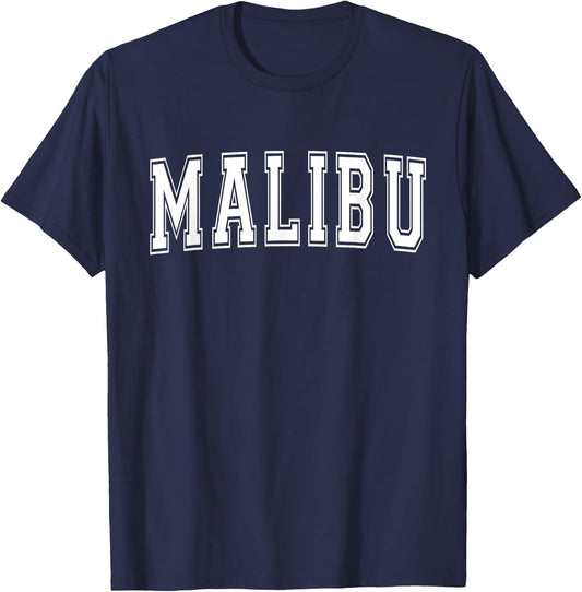 MALIBU CA CALIFORNIA USA Vintage Sports Varsity Style T-Shirt - T-Shirt | Navy