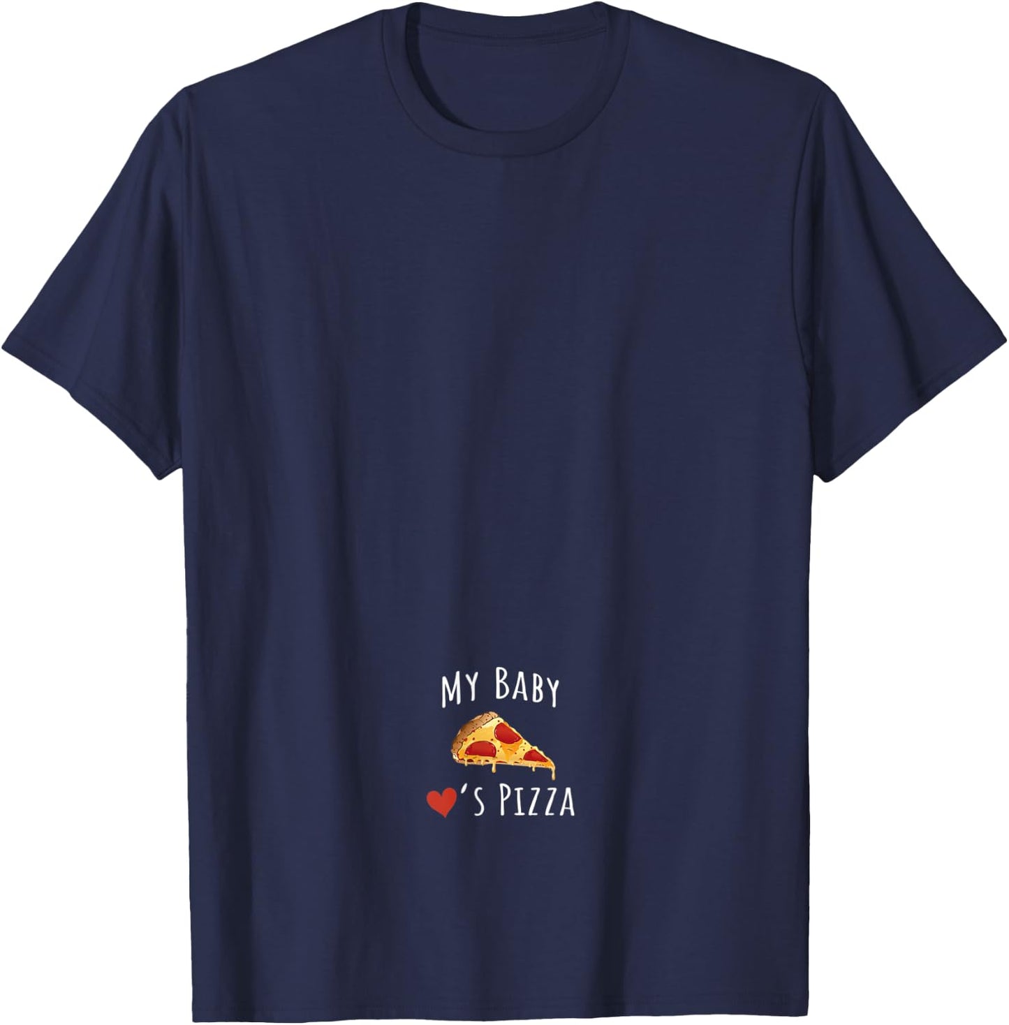 Baby Loves Pizza Pregnant Mom Pizza Belly Pregnancy Reveal T-Shirt - T-Shirt | Navy
