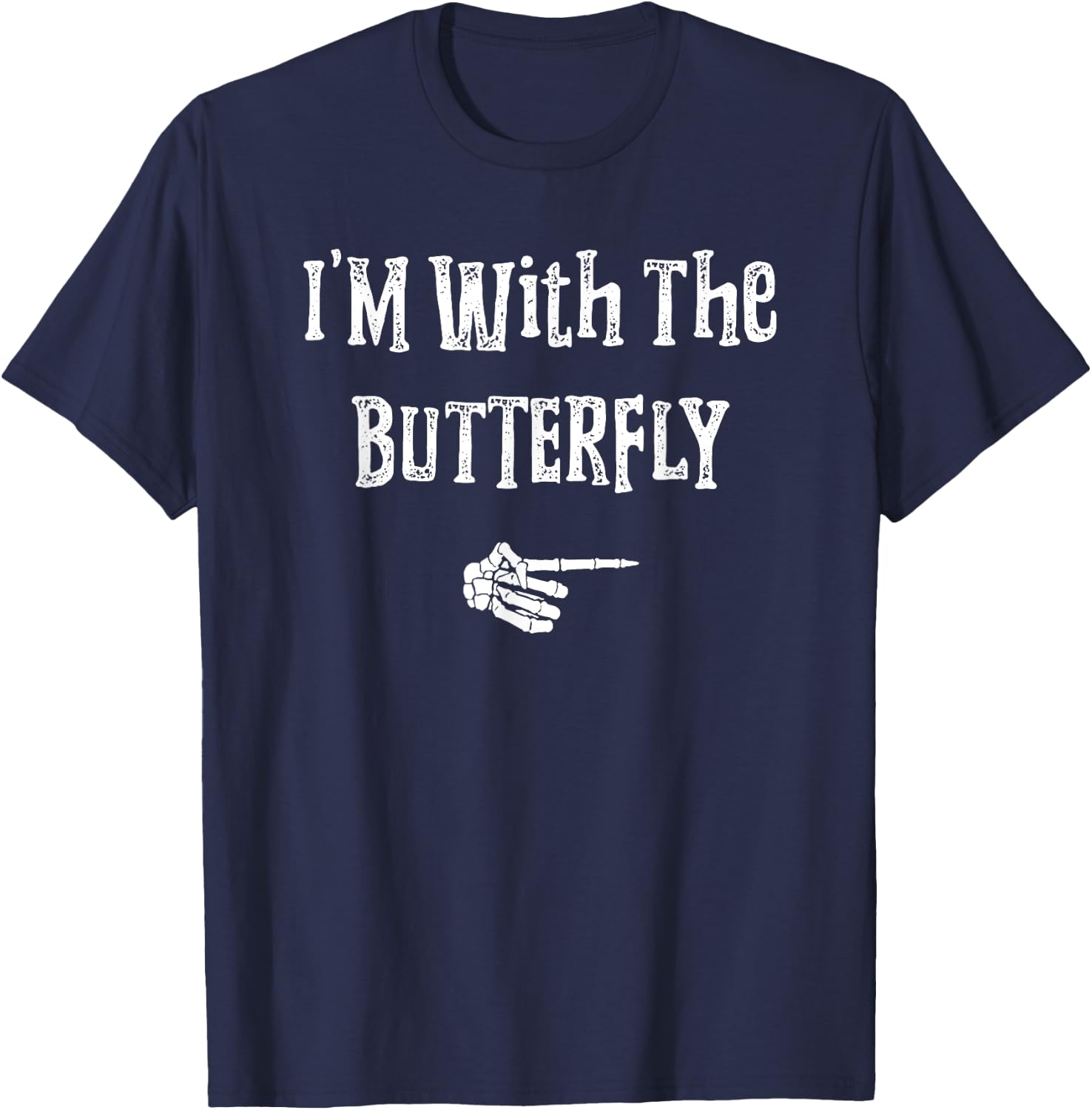 I'm With Butterfly Halloween Costume Funny Couples Matching T-Shirt - T-Shirt | Navy