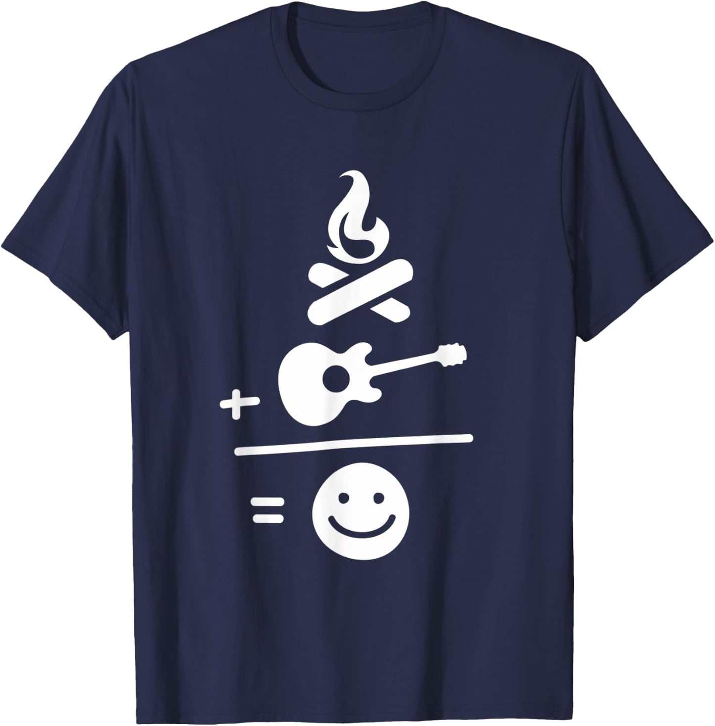 Camping Camp Fire and Guitar Makes Me Smile T-Shirt - T-Shirt | Navy