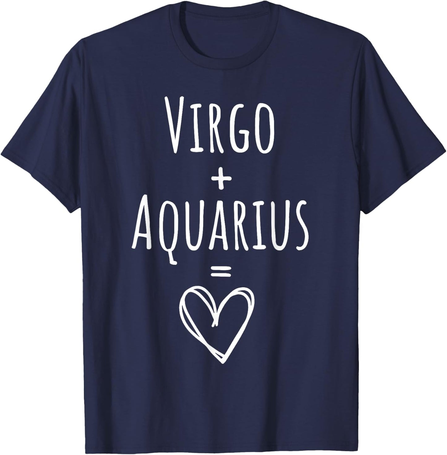 Virgo and Aquarius Couple Matching Zodiac Sign T-Shirt - T-Shirt | Navy