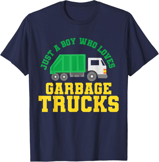 Garbage Truck Just a Boy Who Loves Garbage Trucks T-Shirt - T-Shirt | Navy