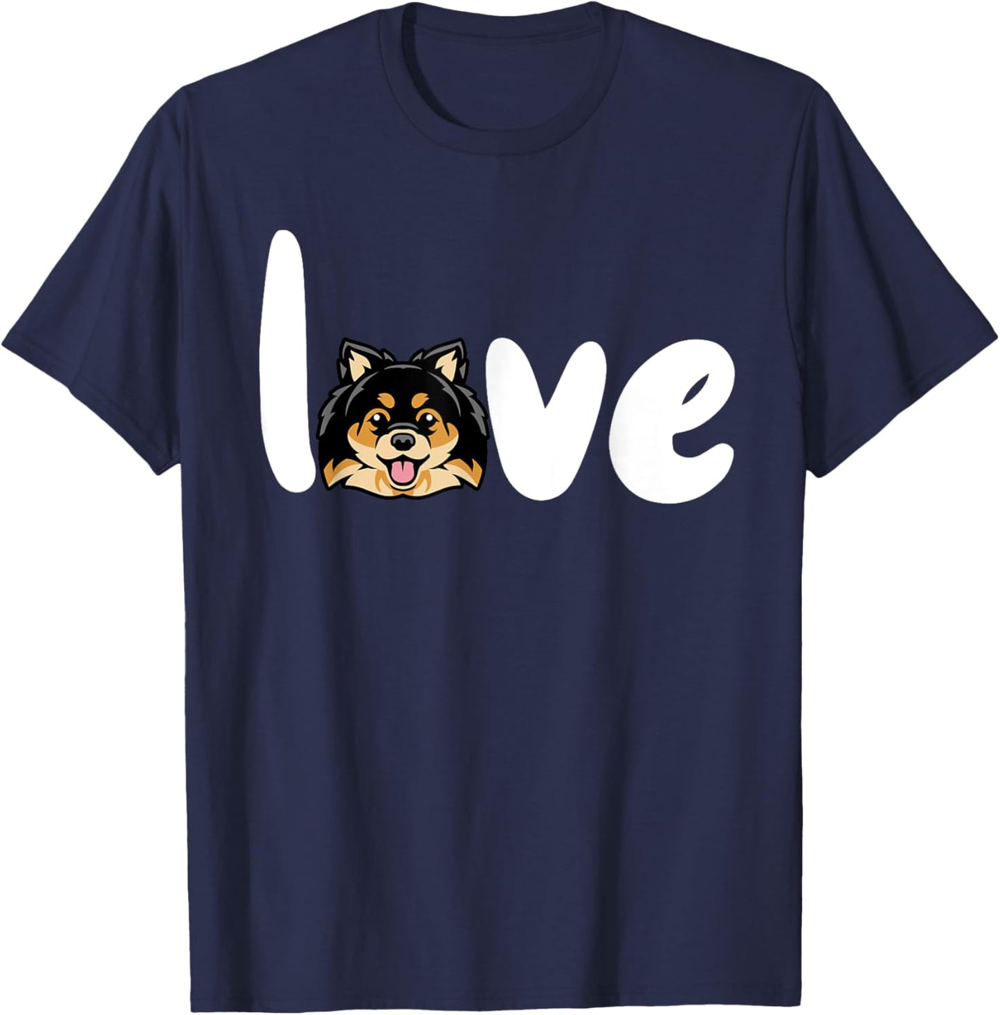 pomeranian BLACK TAN love dog T-Shirt - T-Shirt | Navy
