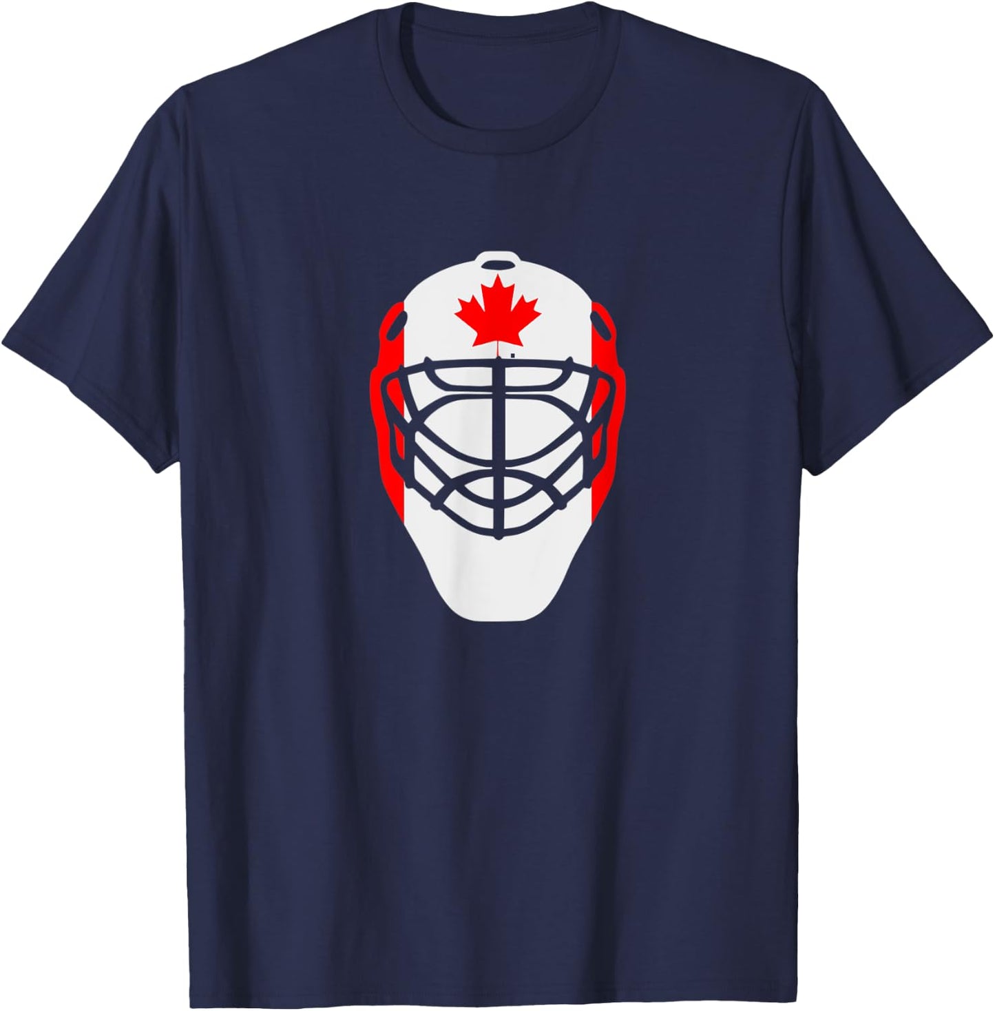 Men Novelty Ice Hockey Goalie Mask Canada Flag Style T-Shirt - T-Shirt | Navy