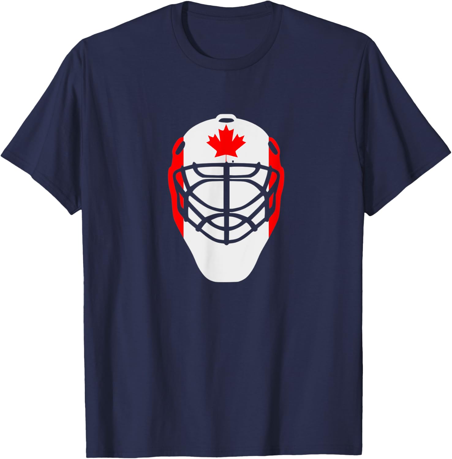 Men Novelty Ice Hockey Goalie Mask Canada Flag Style T-Shirt - T-Shirt | Navy