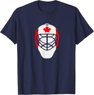 Men Novelty Ice Hockey Goalie Mask Canada Flag Style T-Shirt - T-Shirt | Navy