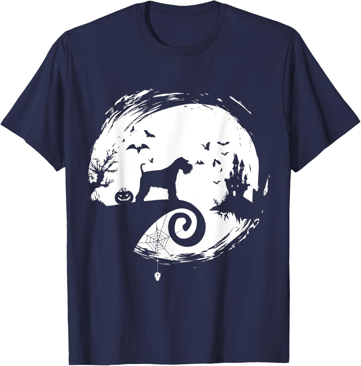 Miniature Schnauzer Halloween Costume Moon Silhouette T-Shirt - T-Shirt | Navy