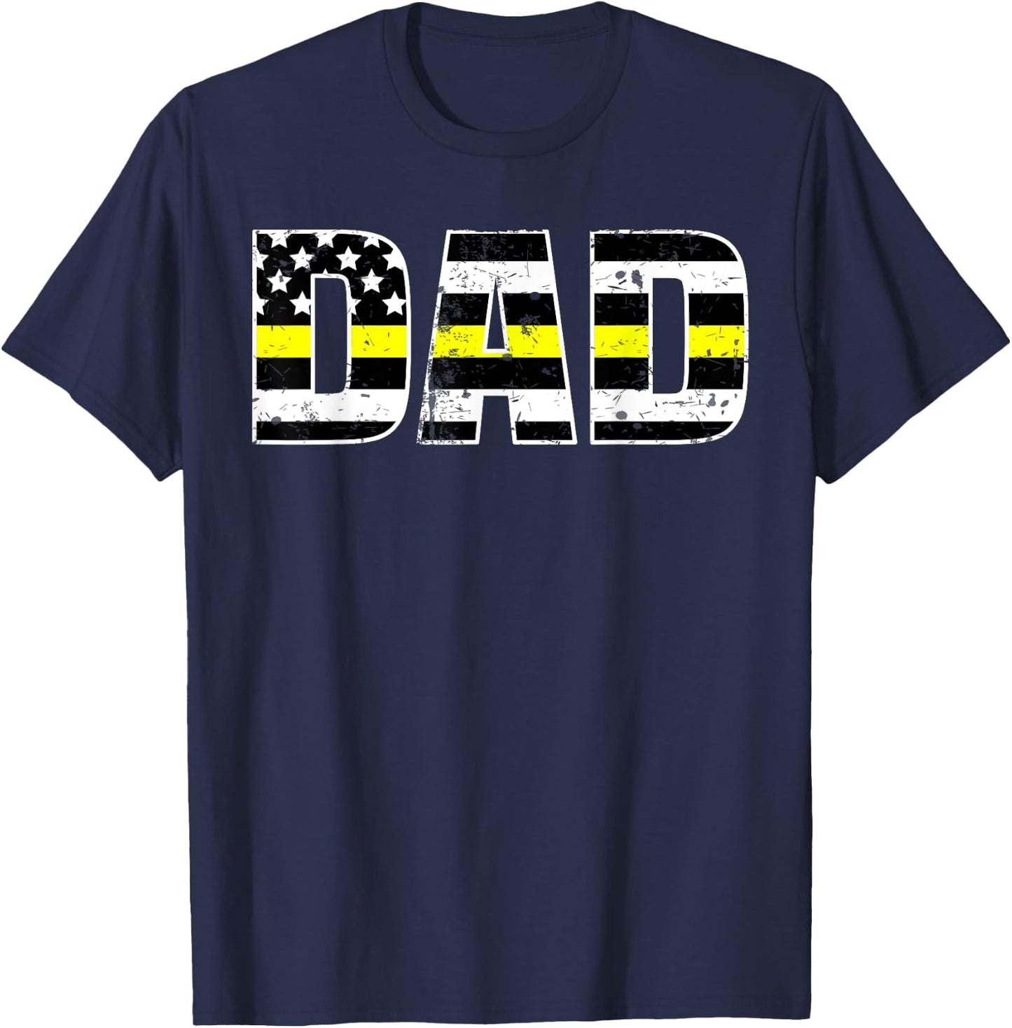 Dispatcher Dad Shirt Thin Line In Gold Daddy Father Shirt T-Shirt - T-Shirt | Navy