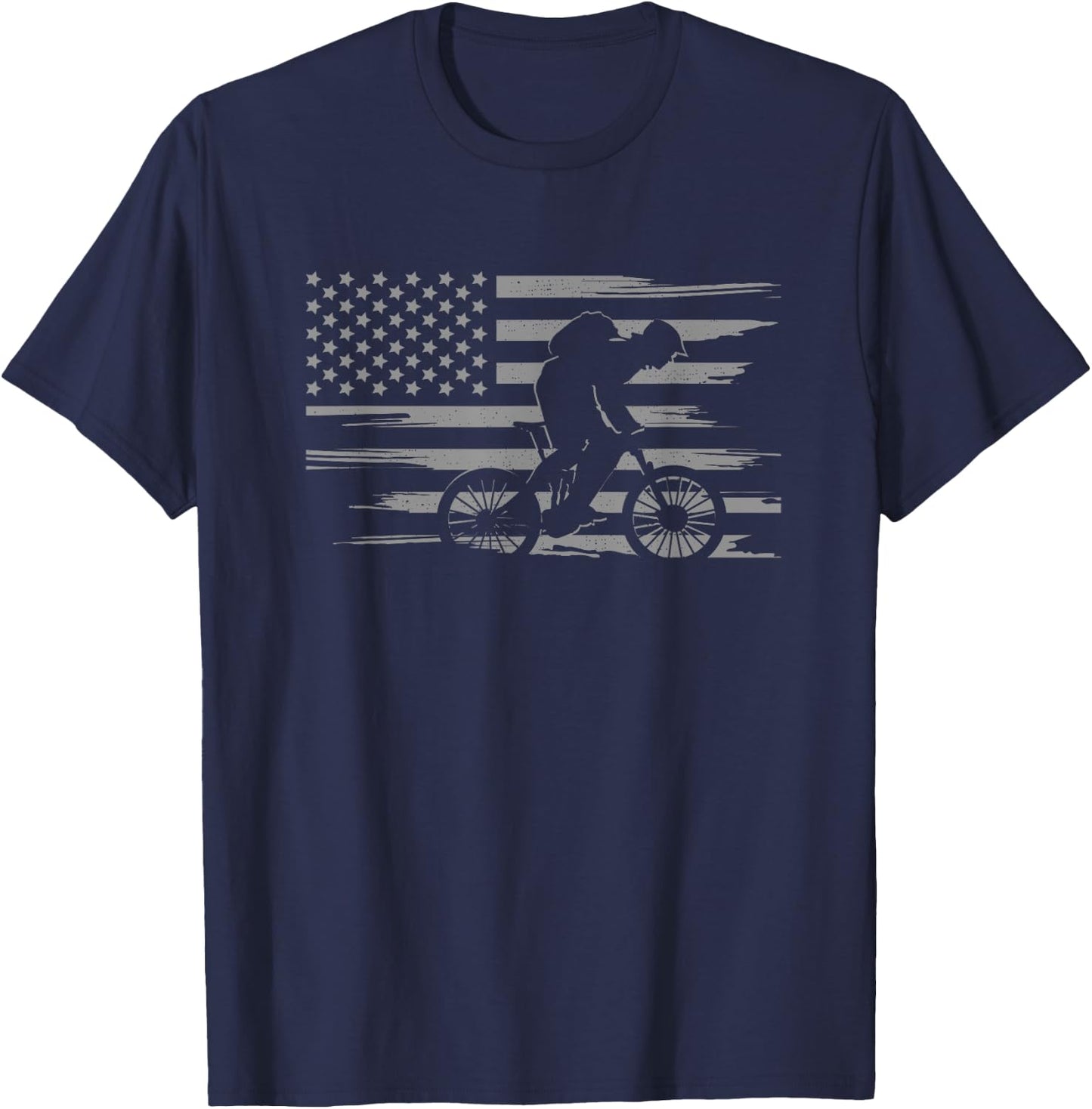 American Flag MTB Mountain Bike Apparel - MTB Mountain Bike T-Shirt - T-Shirt | Navy
