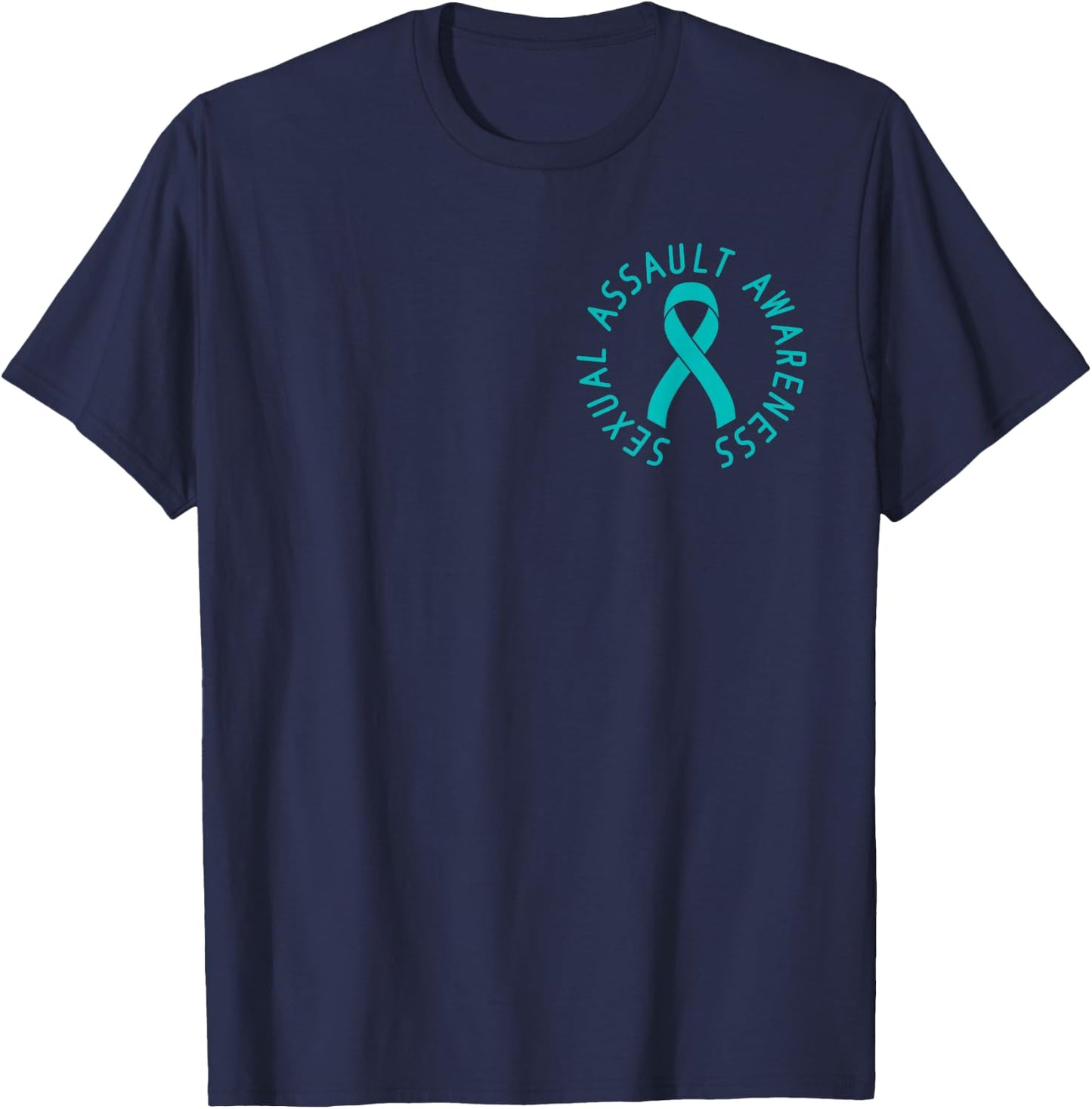 In April We Wear Teal Sexual Assault Awareness Month Ribbon T-Shirt - T-Shirt | Navy