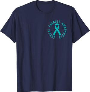 In April We Wear Teal Sexual Assault Awareness Month Ribbon T-Shirt - T-Shirt | Navy
