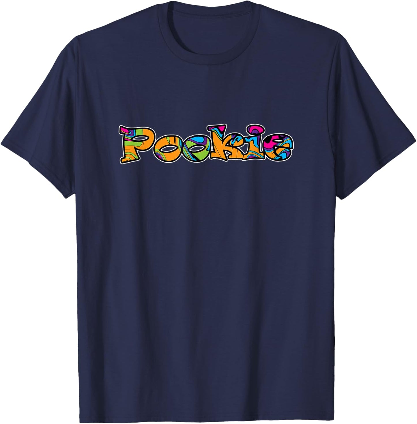 Pookie Retro Tie Dye Cute Graffiti Wife Husband Love Couple T-Shirt - T-Shirt | Navy