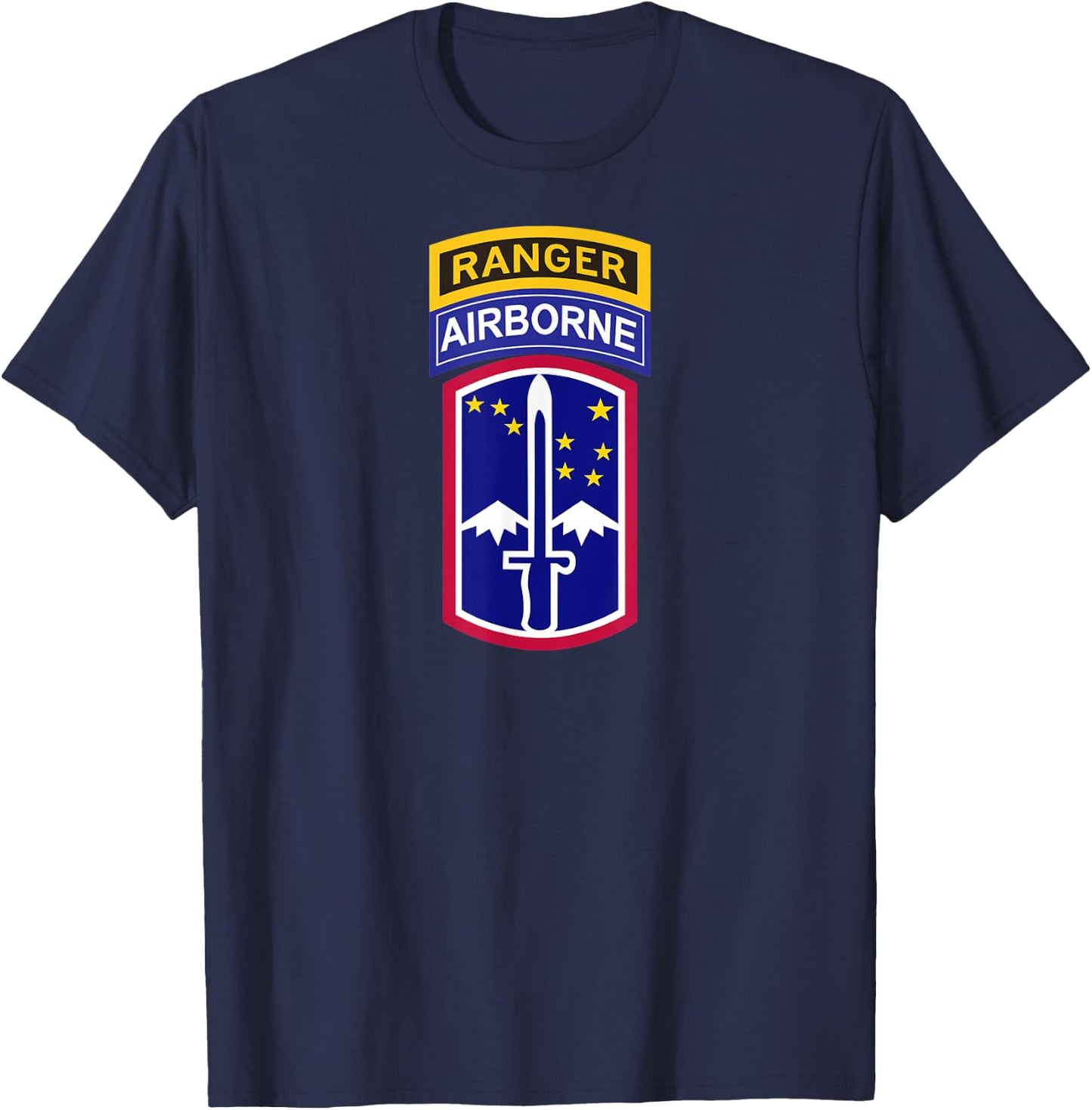 172nd Infantry Patch - Airborne and Ranger Tab T-Shirt - T-Shirt | Navy