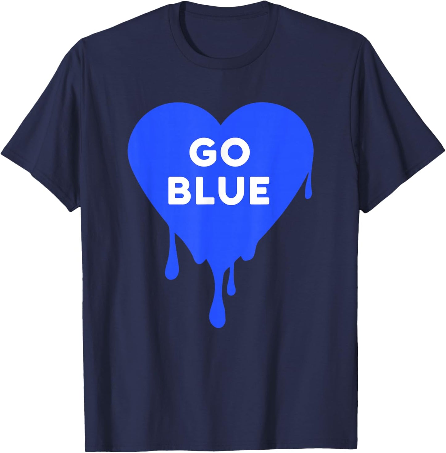 Go Blue - Blue team, Color War, Camp, Dripping Heart, cute T-Shirt - T-Shirt | Navy