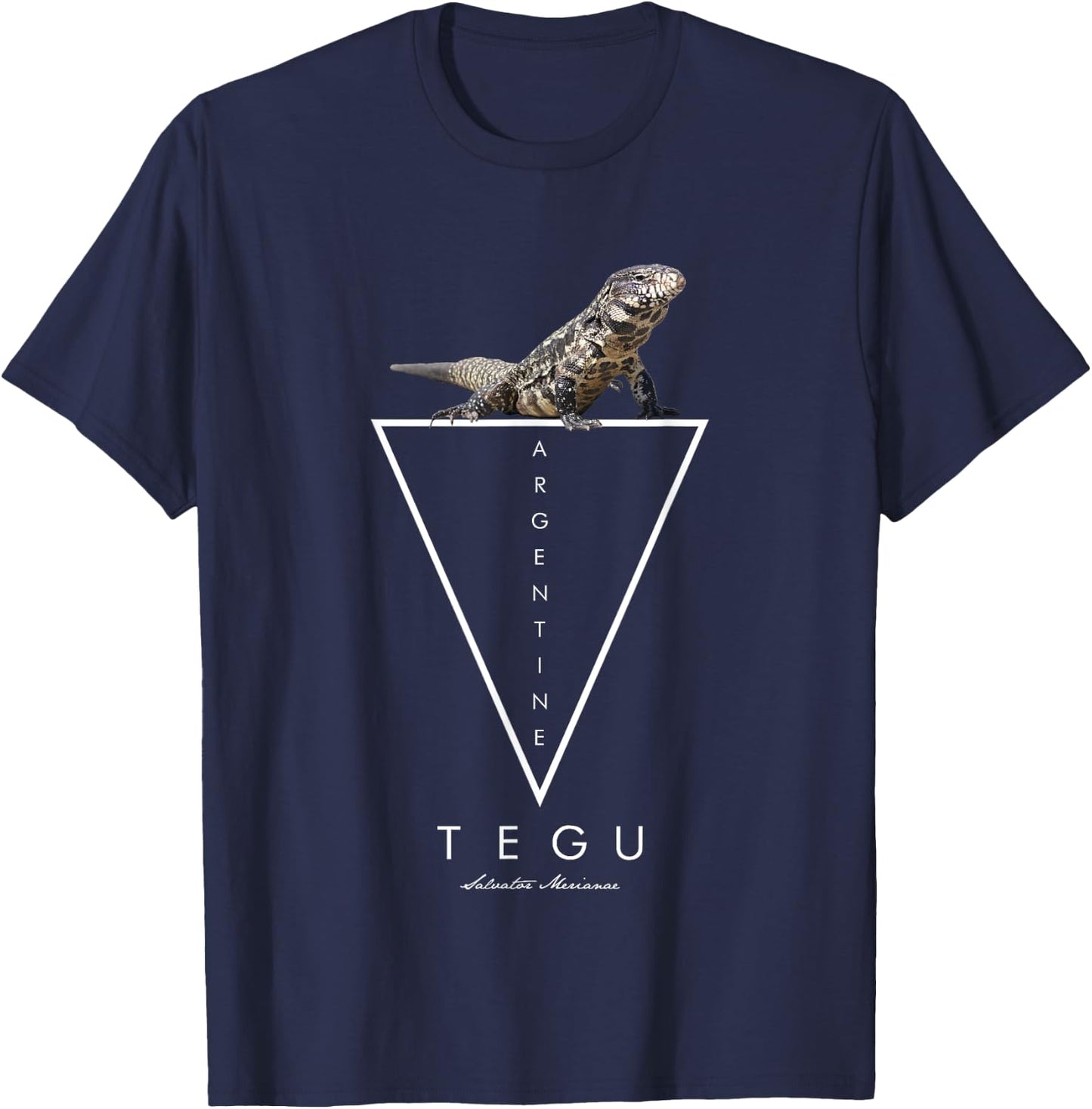 Argentinian Black And White Tegu Geometric T-Shirt - T-Shirt | Navy