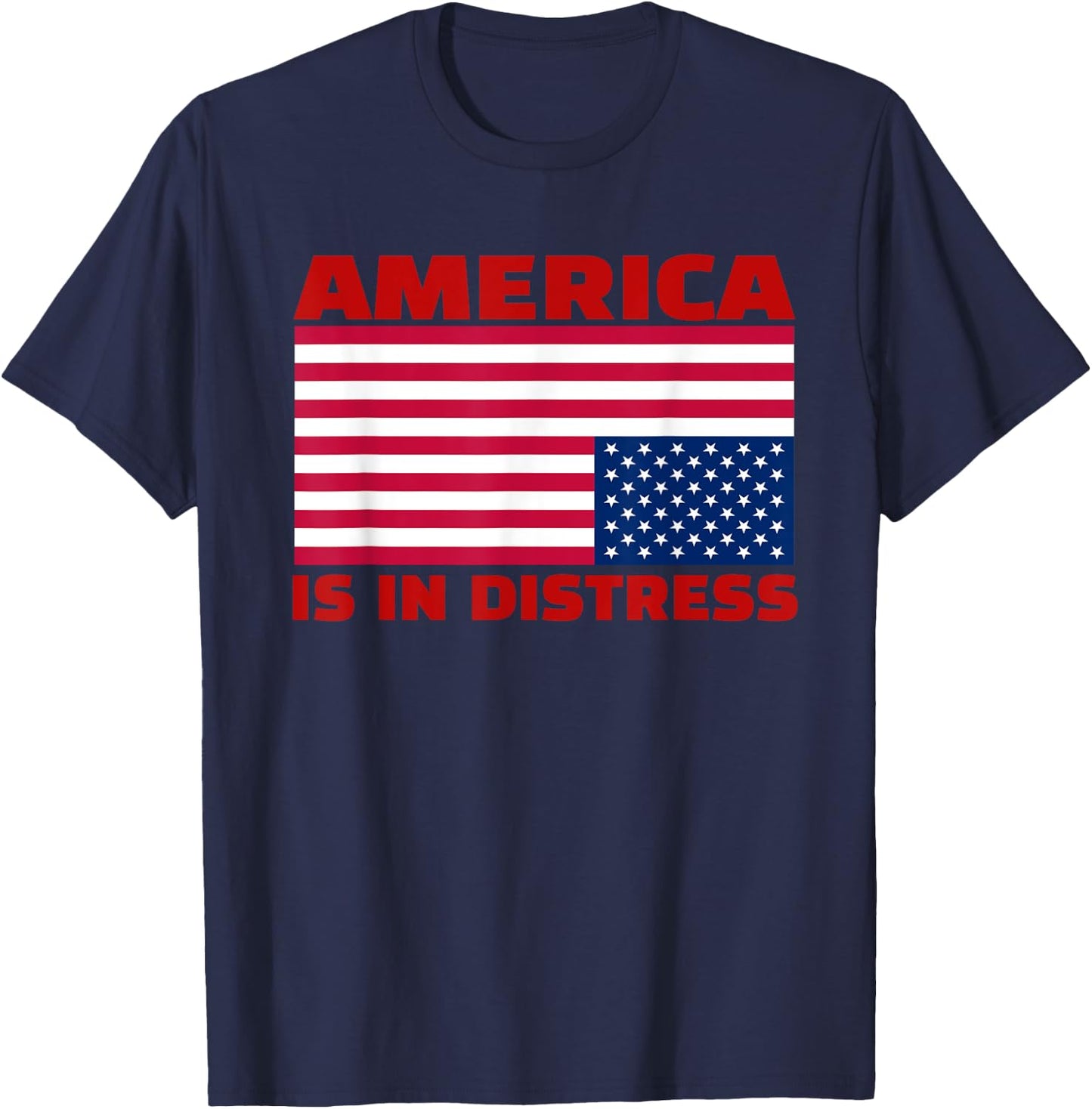 America is in distress.Upside down American Flag T-Shirt - T-Shirt | Navy