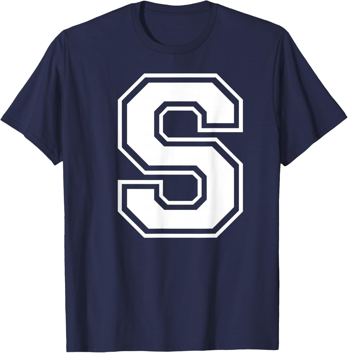 Letter S Capital Alphabet College Varsity Monogram Club T-Shirt - T-Shirt | Navy