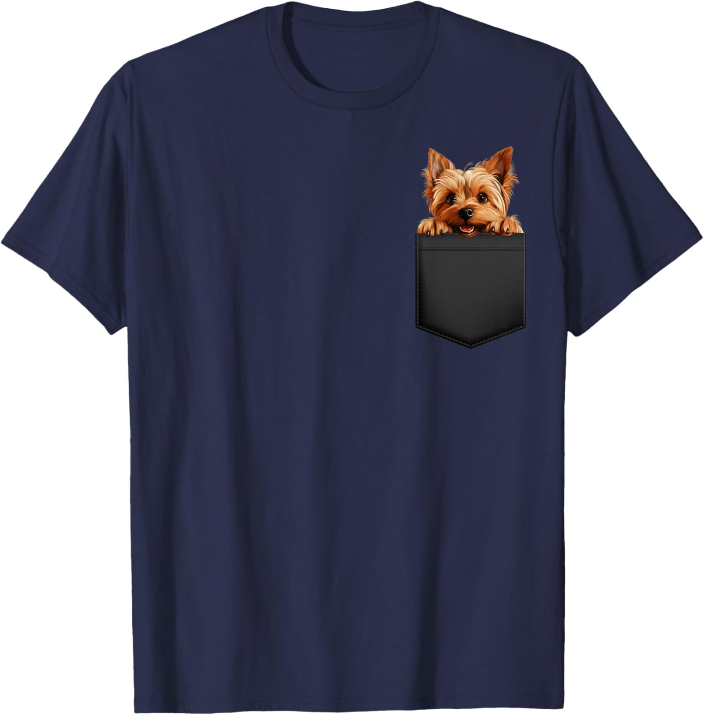 Funny Silky Terrier Puppy Dog In Pocket Cute Pet Lover Men Women Girls Kids T-Shirt - T-Shirt | Navy