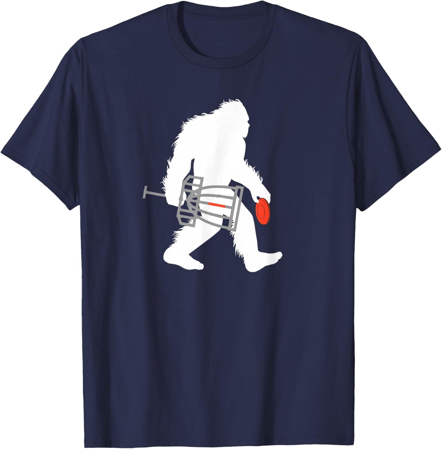 Bigfoot Disc Golf Cryptid Sasquatch Disc Golfer T-Shirt - T-Shirt | Navy