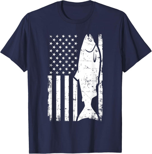 Salmon Fishing USA T-Shirt - T-Shirt | Navy