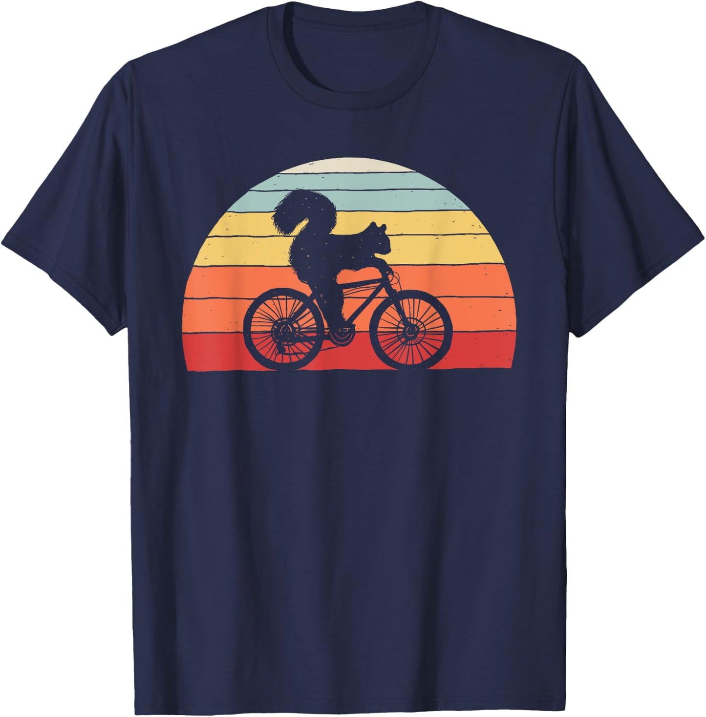 Vintage Retro Squirrel Riding A Bicycle Bike Squirrel T-Shirt - T-Shirt | Navy