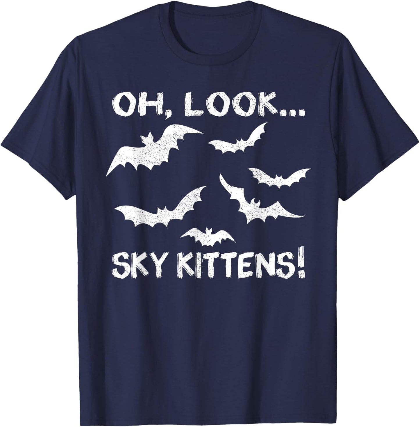 Funny Bat Lover Gift Women Cool Sky Kittens Horror T-Shirt - T-Shirt | Navy